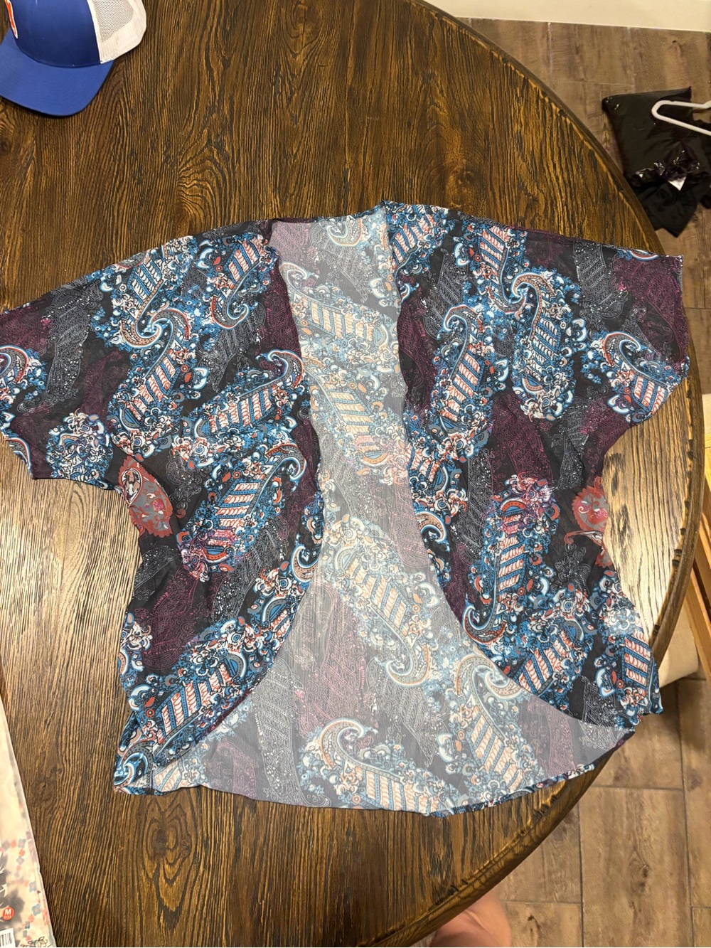 Boho Paisley Kimono Cardigan - Navy & Teal - Picture 2 of 2
